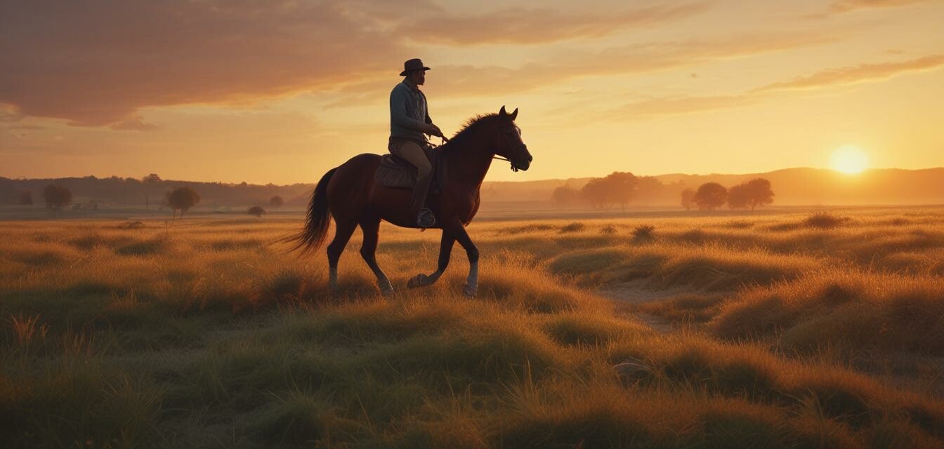 Horseback riding sunset